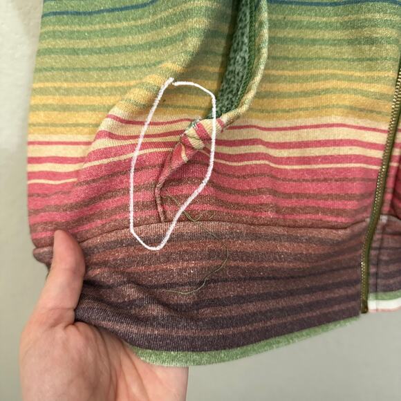 AVIATOR NATION Thunder Bolt Hoodie Multi Striped Full Zip Athleisure - Picture 7 of 13